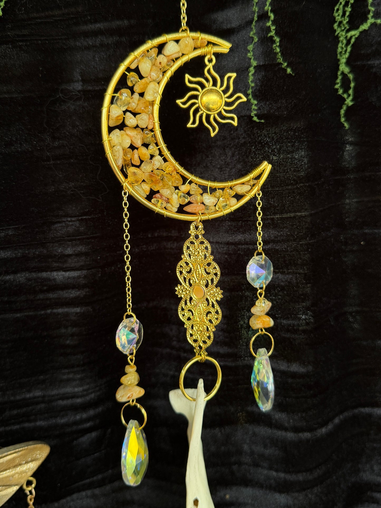 SHEEP MANDIBLE SUN CATCHER - With Citrine Moon