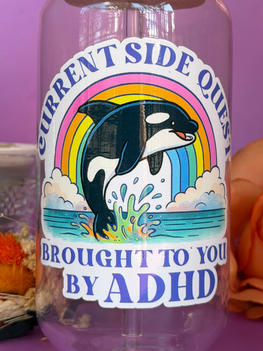 ADHD SIDE QUEST - Glass Latte Drink Cup
