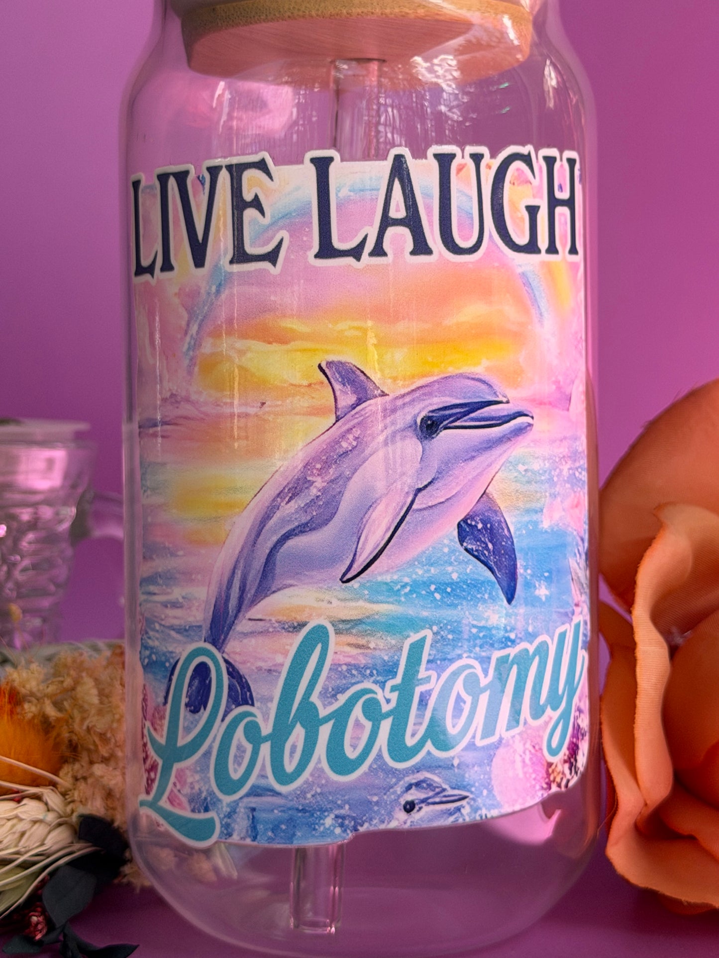 LIVE LAUGH LOBOTOMY - Glass Latte Drink Cup