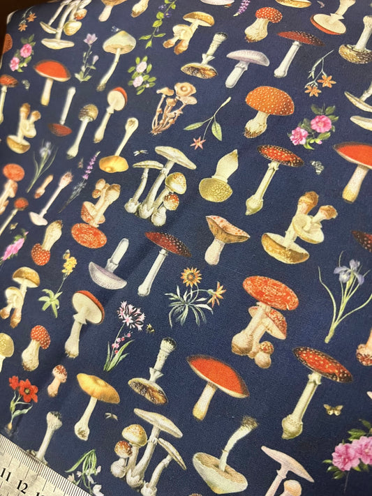 COTTAGECORE MUSHROOMS - Polycotton Fabric from Japan