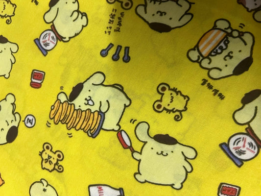 POMPOMPURIN PANCAKES  - Polycotton Fabric from Japan