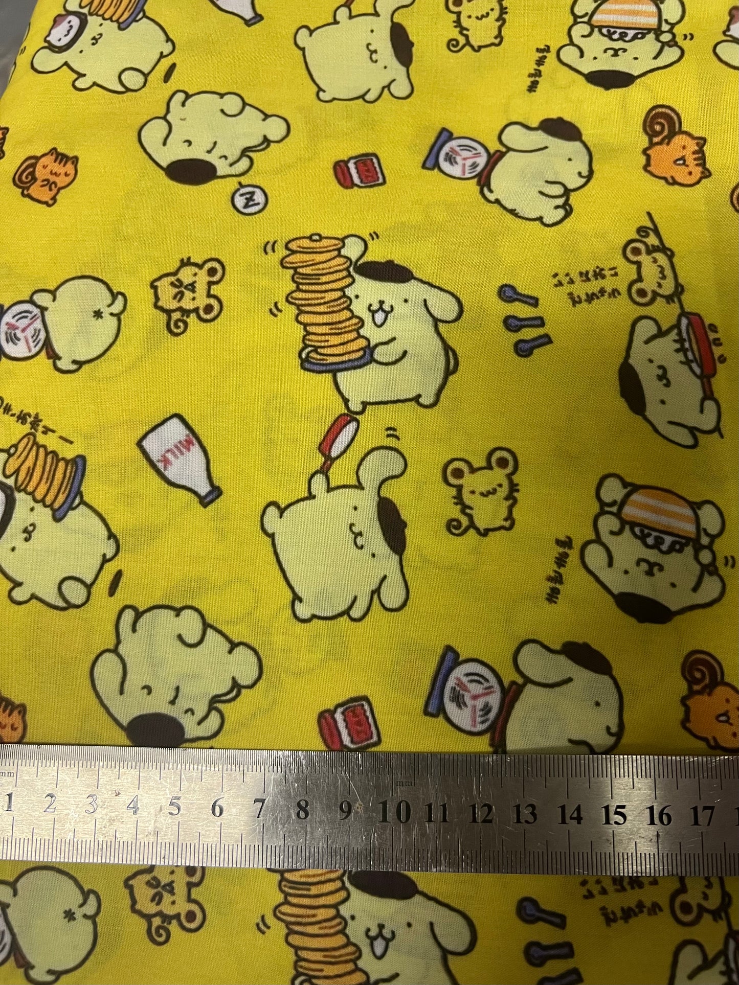 POMPOMPURIN PANCAKES  - Polycotton Fabric from Japan