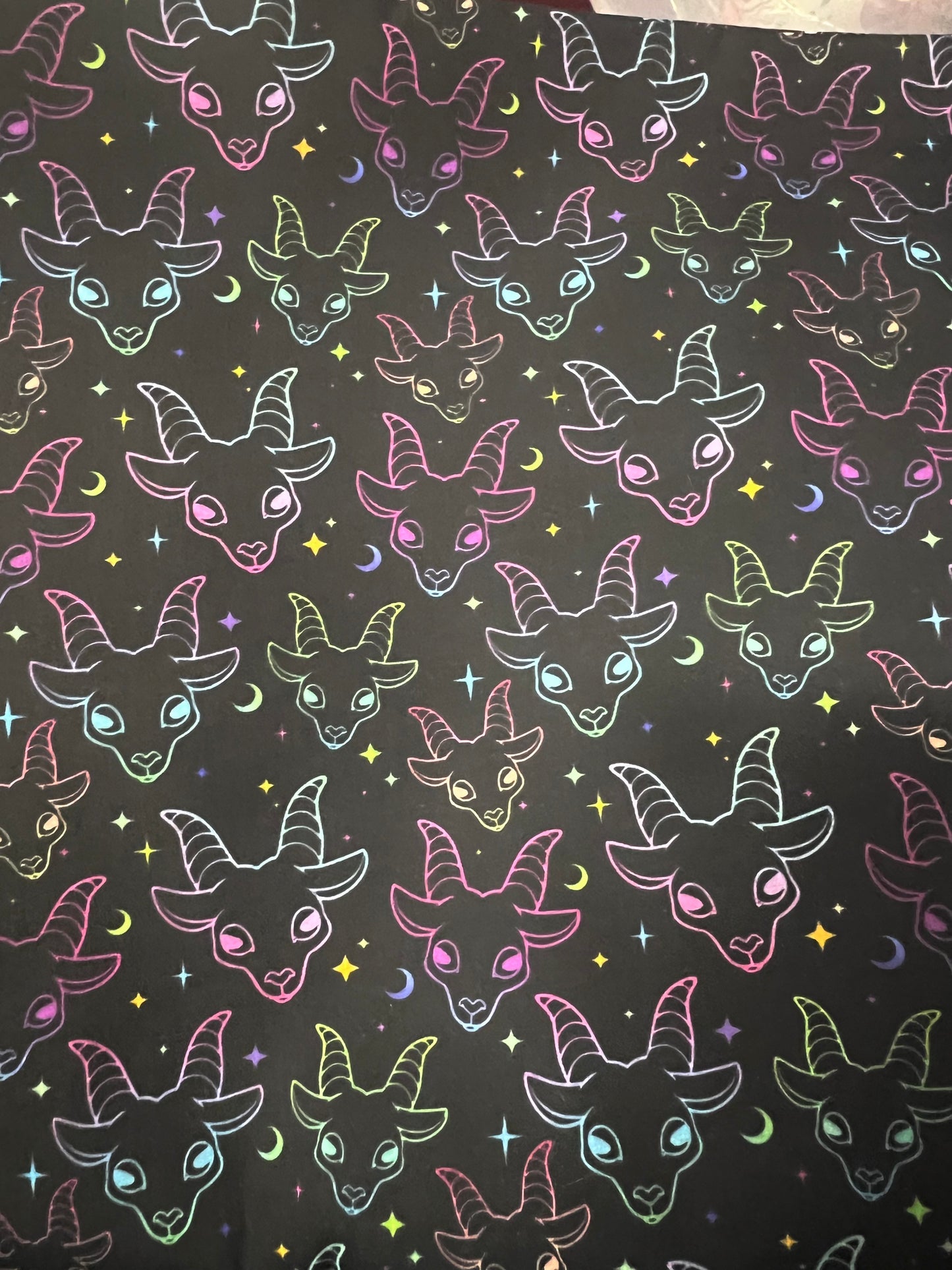 NEON BAPHOMET GOAT - Polycotton Fabric from Japan