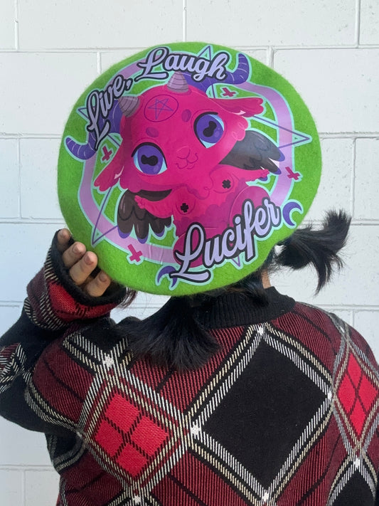 LIVE LAUGH LUCIFER BERET - Green Lucifer Beret