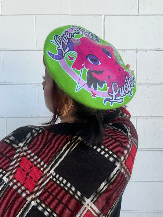 LIVE LAUGH LUCIFER BERET - Green Lucifer Beret
