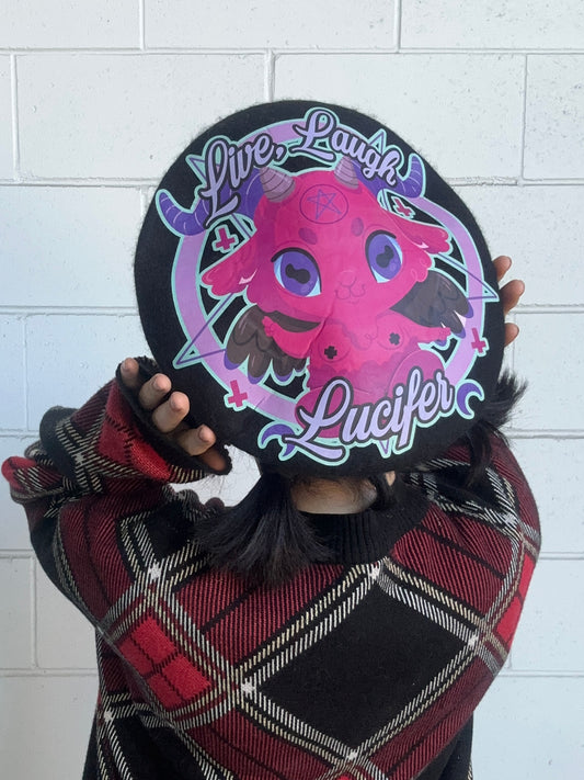 LIVE LAUGH LUCIFER BERET - Black Lucifer Beret