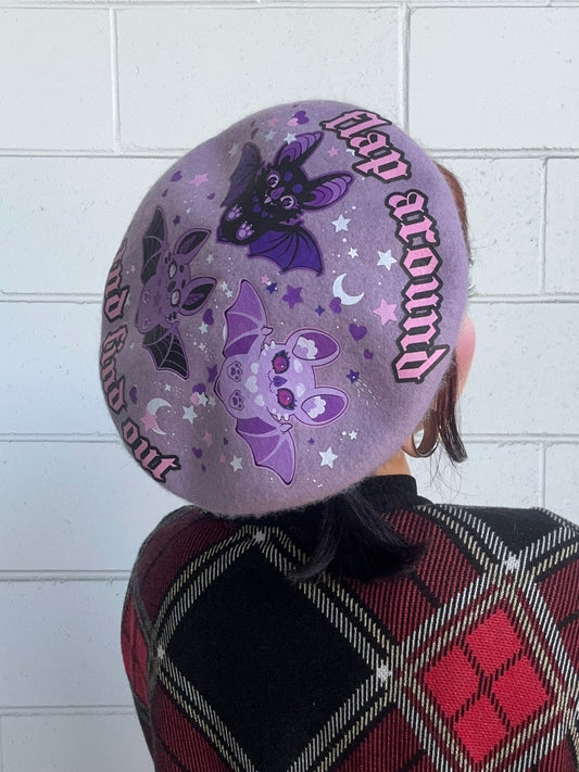 FLAP AROUND BERET - Lilac Bat Beret