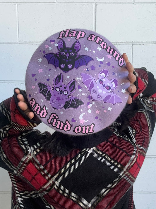 FLAP AROUND BERET - Lilac Bat Beret