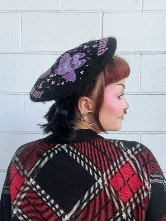 FLAP AROUND BERET - Black Bat Beret