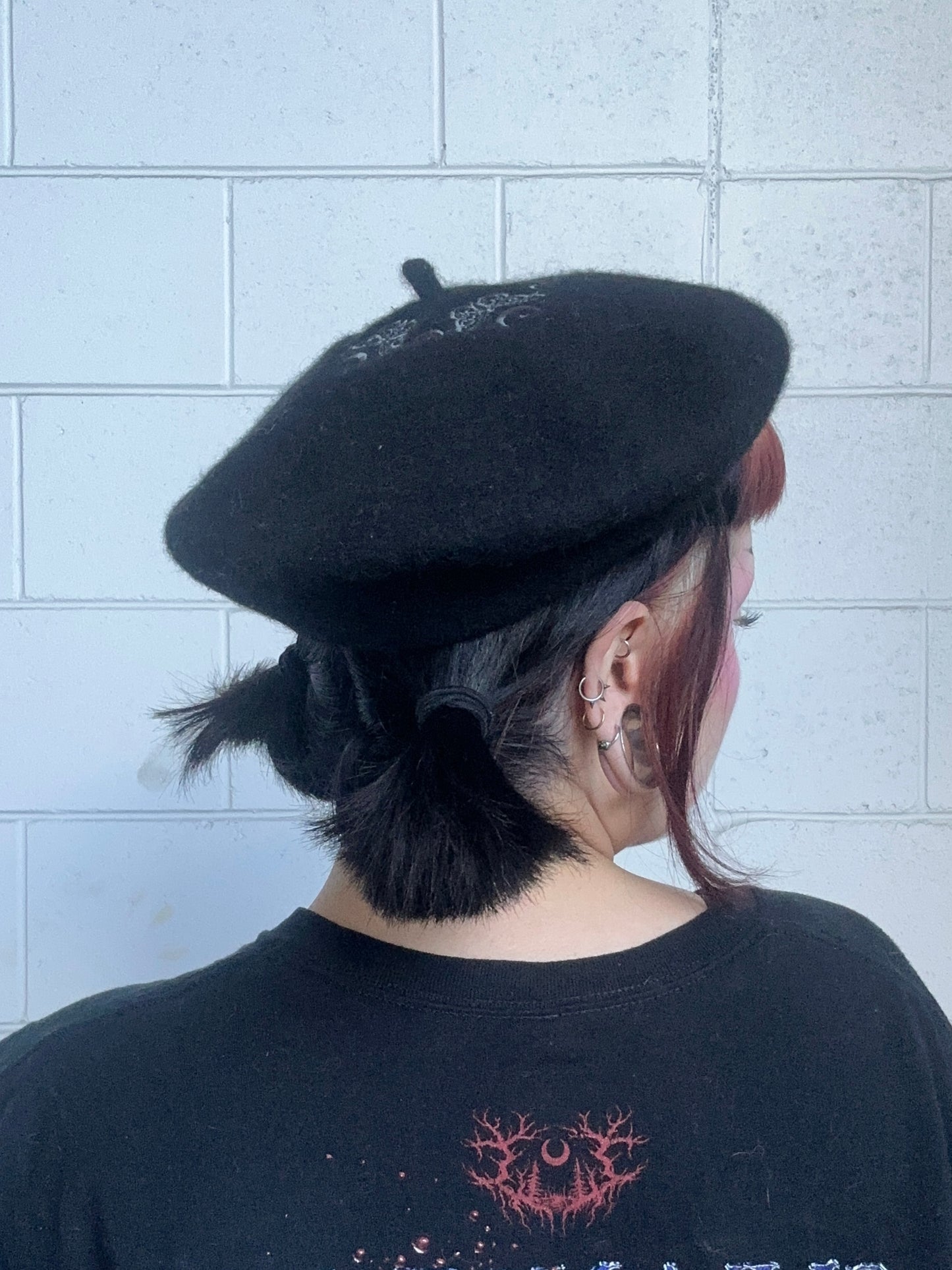 MOTH & MOON -  embroidered beret