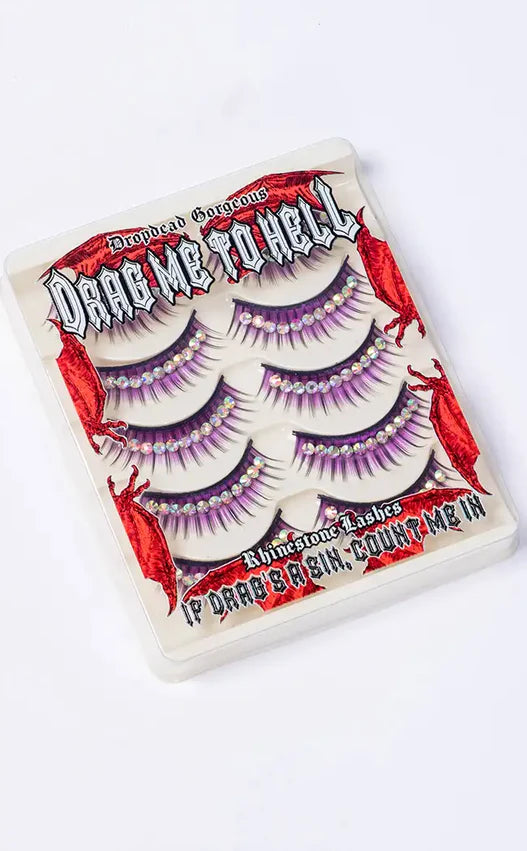 Drag Me To Hell Rhinestone Lashes - Purple