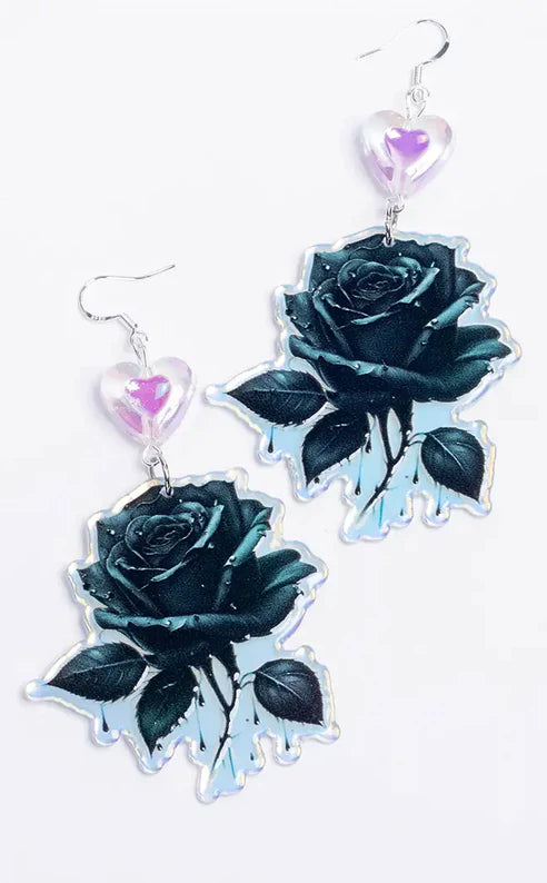 Black online rose earrings