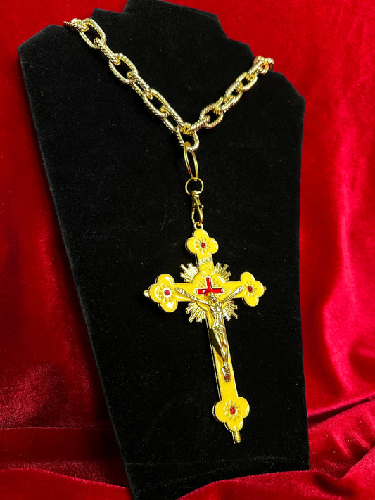 BLOOD OF CHRIST - Beige enamel necklace