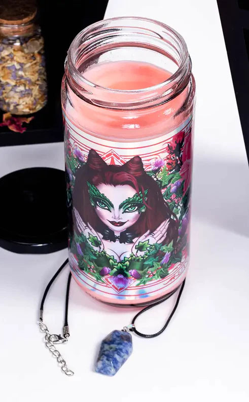 Poison Ivy Coffin Candle with pendant