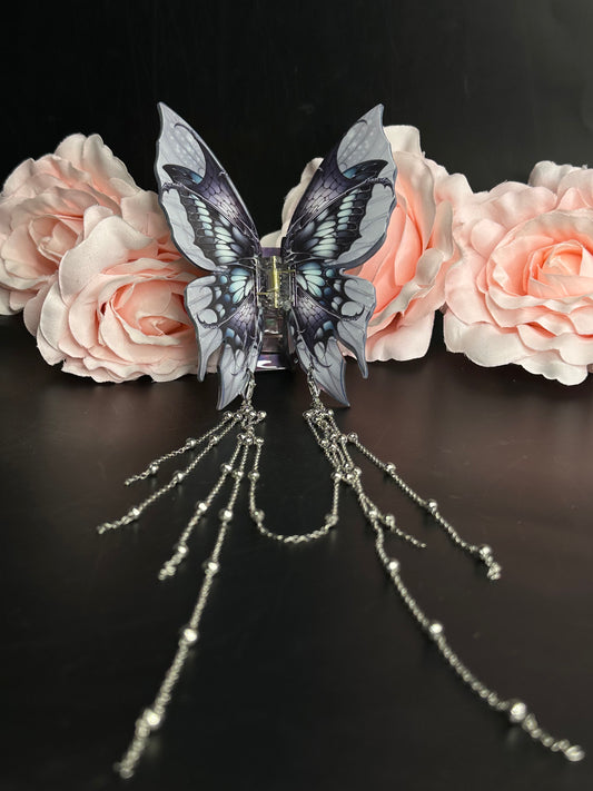 NIGHTSHADE - Butterfly hair clasp with chain