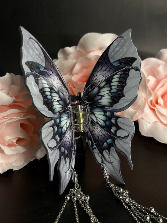 NIGHTSHADE - Butterfly hair clasp with chain