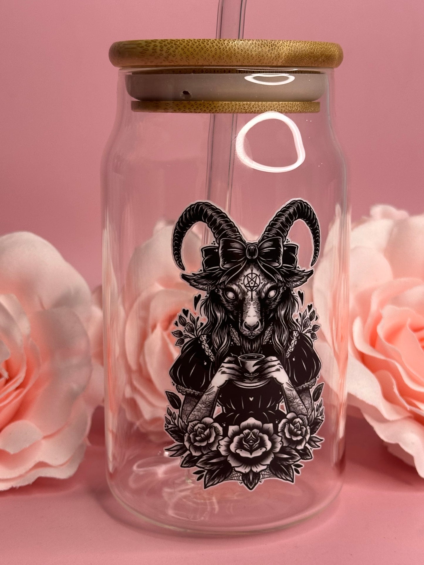 BAPHOMETTE - Glass Latte Drink Cup