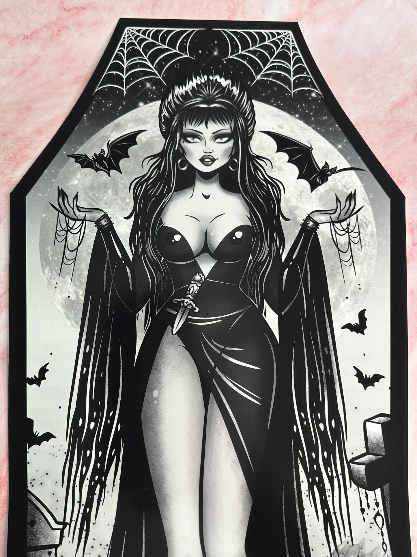 ELVIRA MISTRESS OF THE DARK - ROSE DEMON coffin canvas print