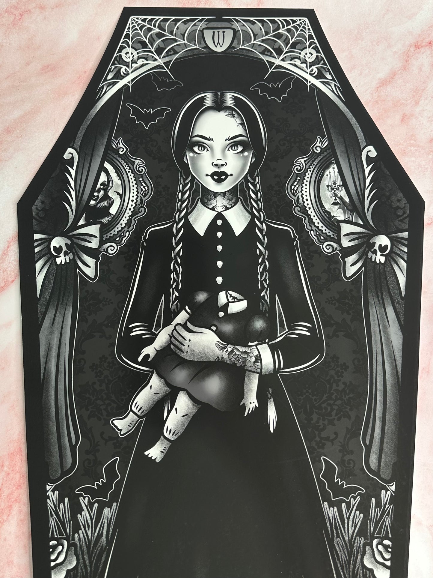 WEDNESDAY ADDAMS - ROSE DEMON coffin canvas print