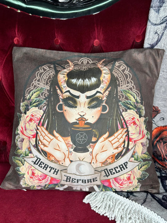 DEATH BEFORE DECAF - Cushion Cover