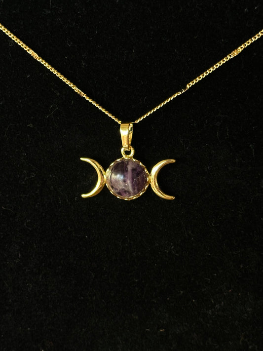 TRIPLE MOON AMETHYST NECKLACE