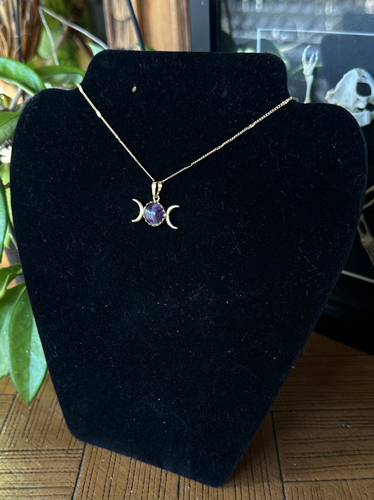 TRIPLE MOON AMETHYST NECKLACE