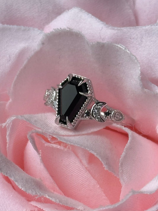 Eternal Sleep - 925 Silver and Onyx Coffin Ring