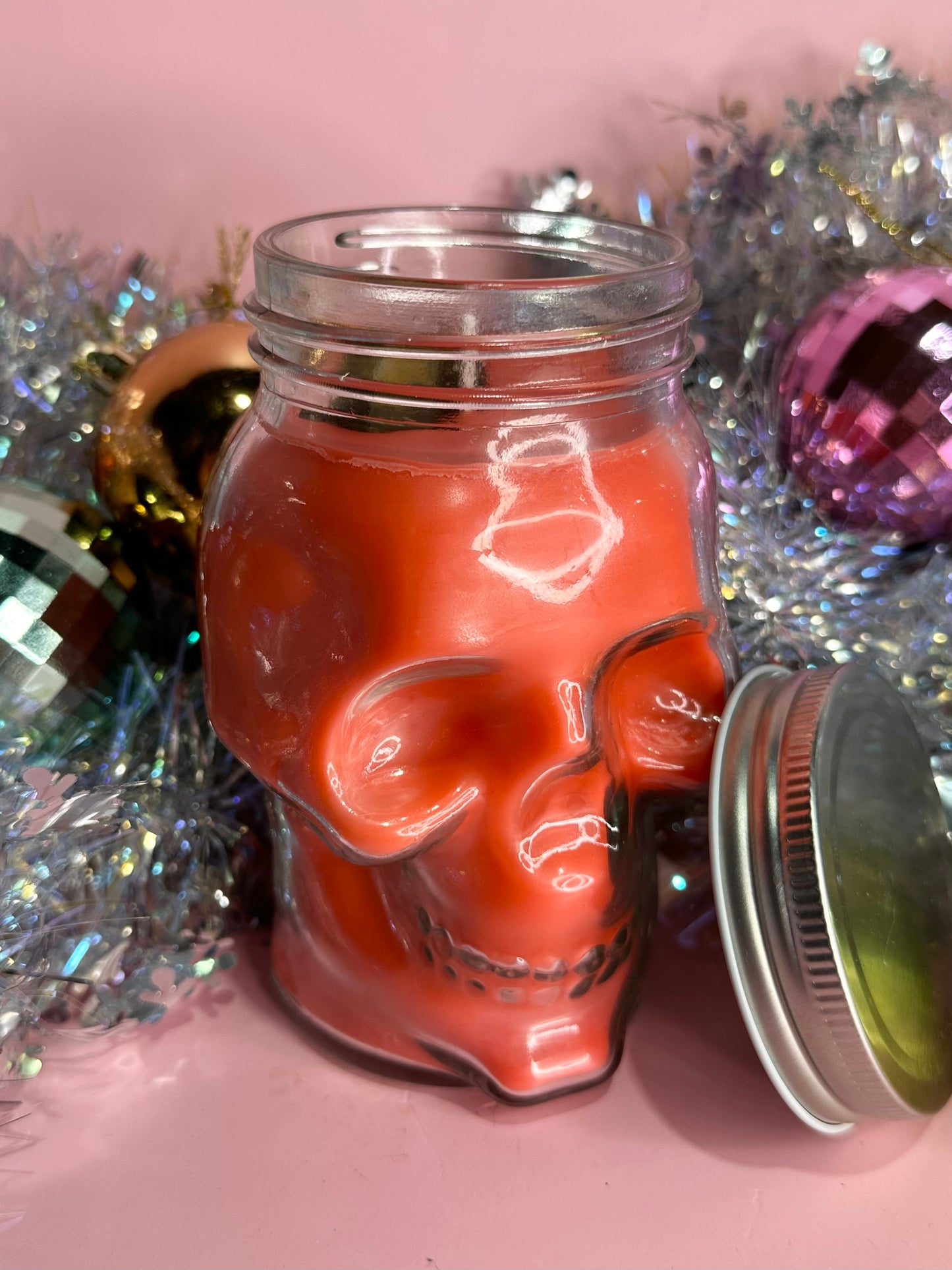 PERSEPHONE - grapefruit crystal skull head soy candle