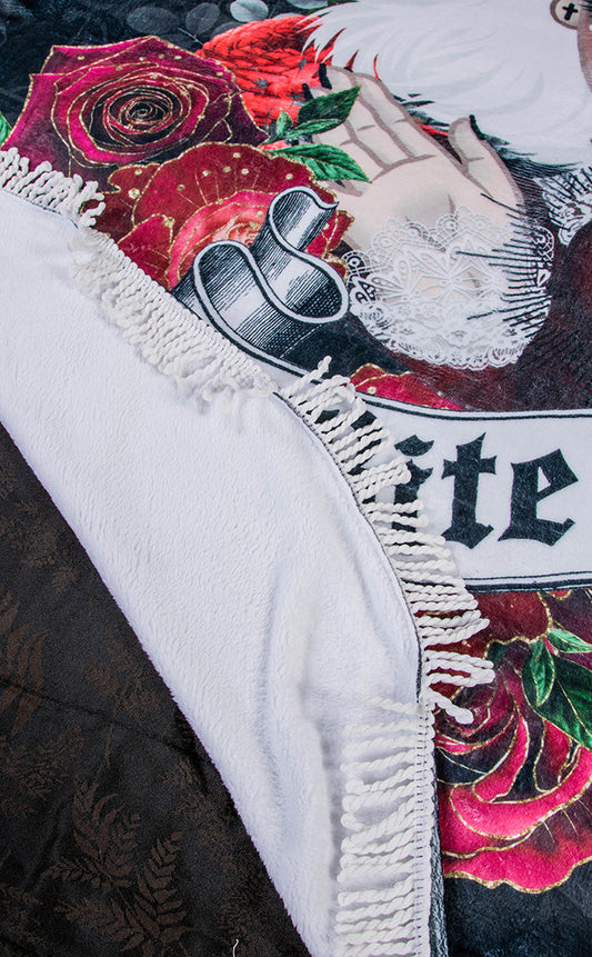 BITE ME Fringed Blanket