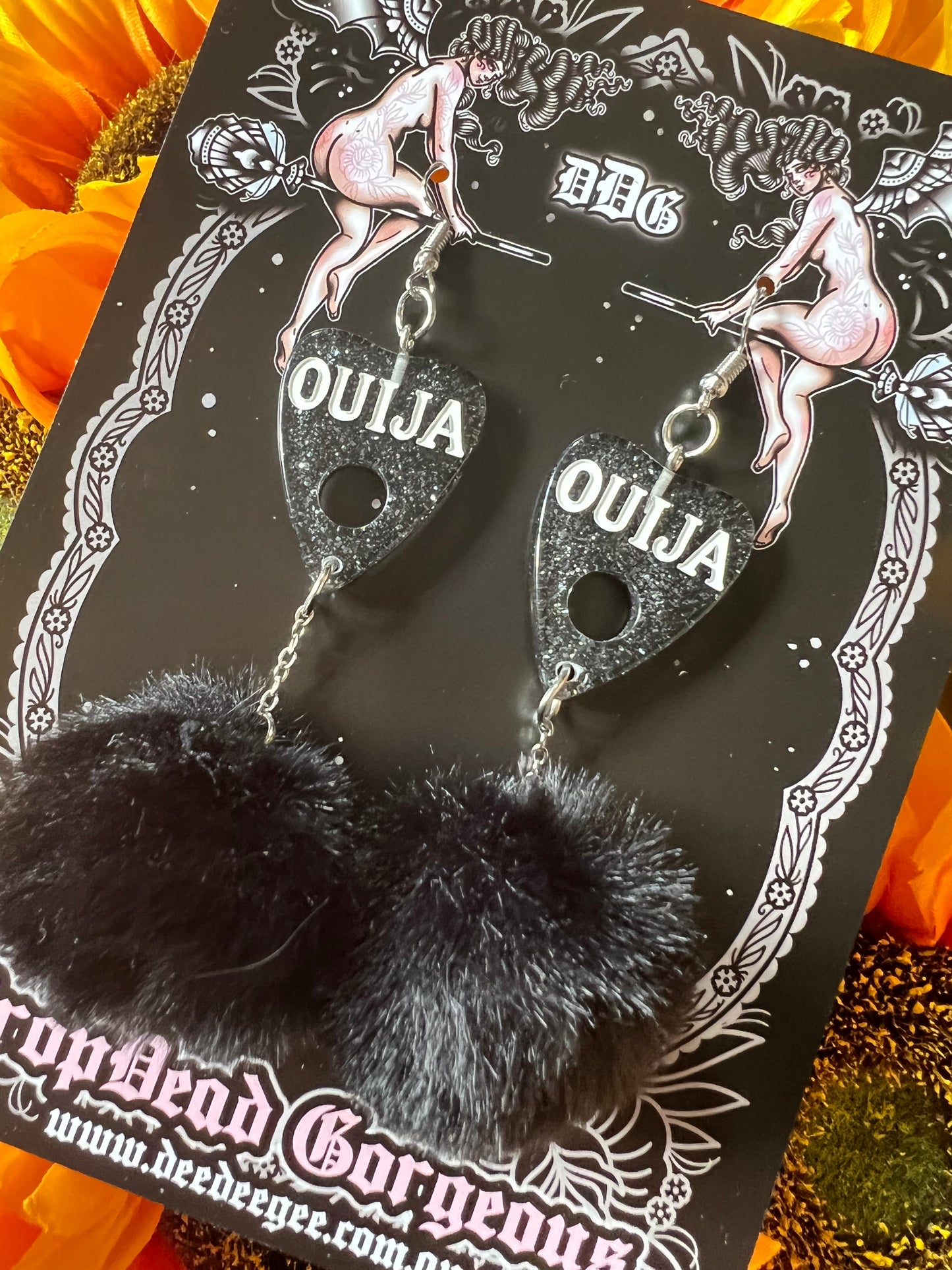 FLUFF GOTH - Black Ouija Earrings